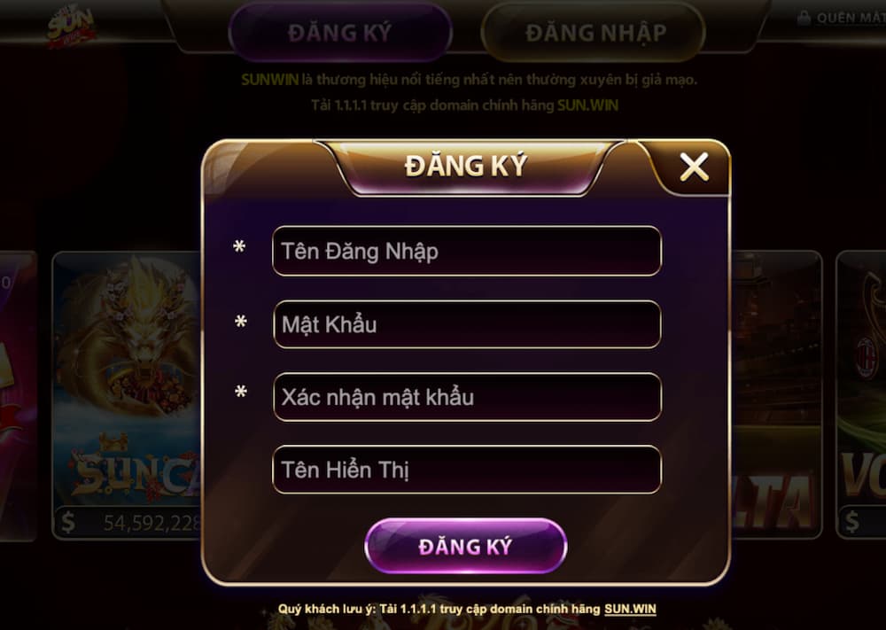 Giao diện đăng ký trực quan, rất dễ dùng
